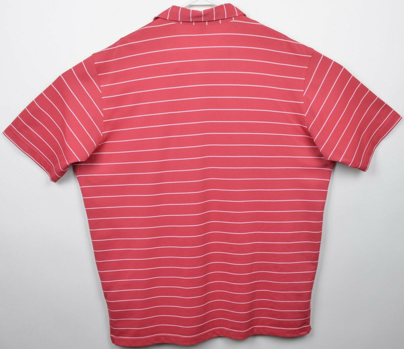 Peter Millar Summer Comfort Men's XL Pink/Red Striped Wicking Golf Polo Shirt