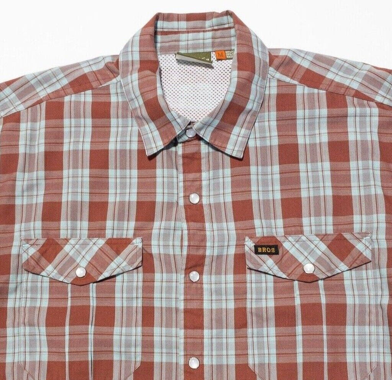 Howler Brothers Pearl Snap Medium Men's Shirt Red Plaid Vented Long Sleeve
