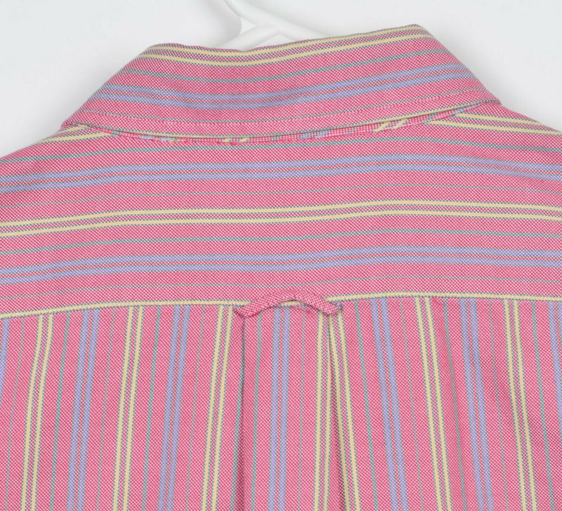 Fairway & Greene Men's 2XL Pink Striped Golf Panama Oxford Button-Down Shirt