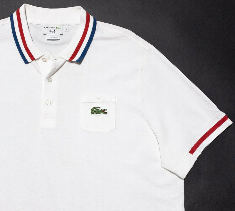 Andy Roddick Lacoste Polo Shirt Tennis Pocket White Stripe Accent Men's 8 (3XL)