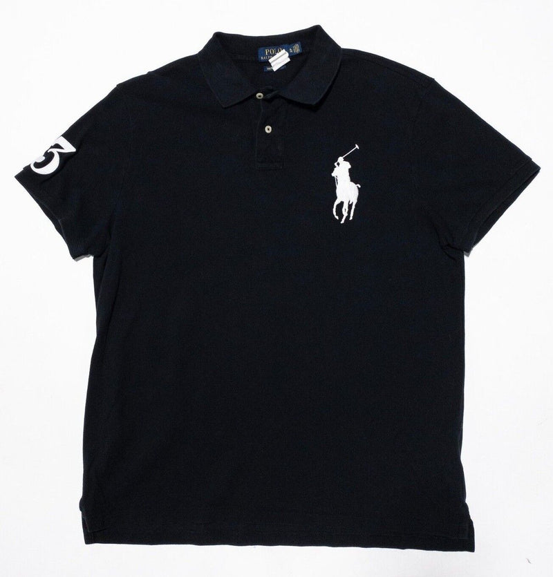 Polo Ralph Lauren Big Pony XL Slim Fit Men's Shirt Solid Black Short Sleeve