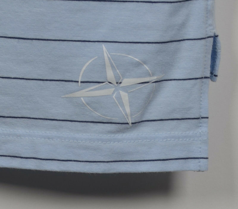 B. Draddy Men's 2XL Blue Striped Pima Cotton Spandex Blend TPC Golf Polo Shirt