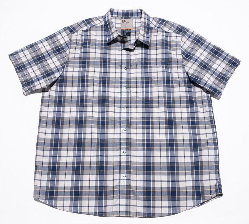 5.11 Tactical Snap Shirt Men's Large Button-Up Blue Plaid Short Sleeve Conceal