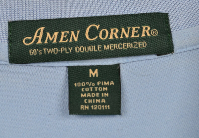 Amen Corner Masters Golf Men's Medium Solid Light Blue Augusta Golf Polo Shirt