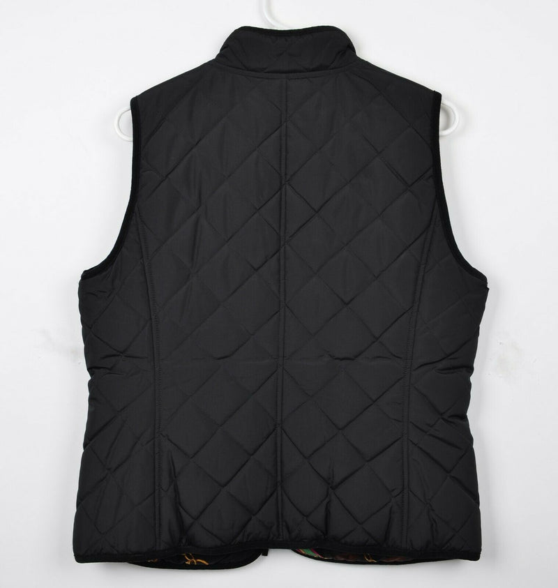 Lauren Ralph Lauren Women's Medium Reversible Equestrian Crest Black Quilt Vest