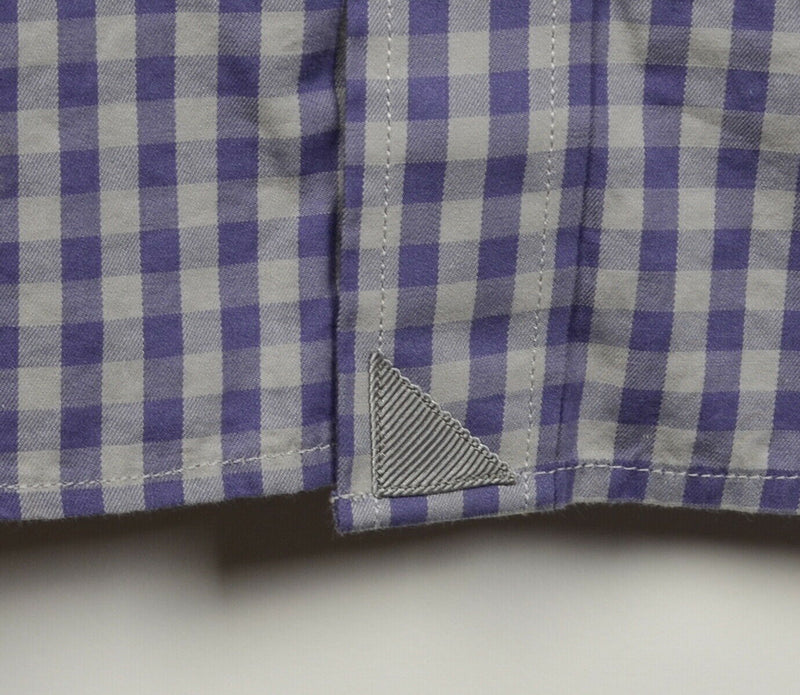 UNTUCKit Men's Large Purple Gray Gingham Check Casual Button-Down Shirt