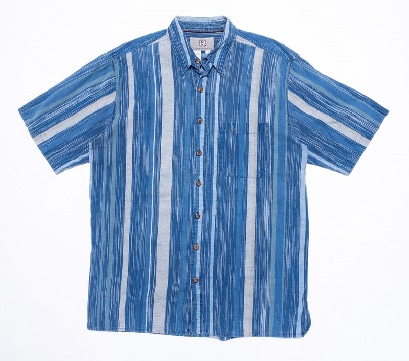 Territory Ahead Shirt Men's LT Large Tall Indigo Blue Striped Vintage 90s