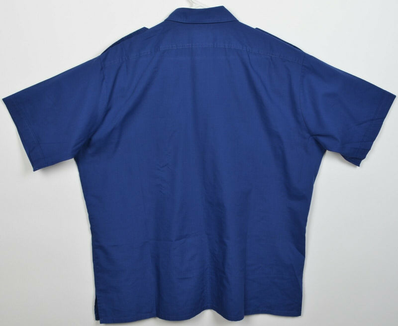 Tori Richard Men's XL Solid Navy Blue Boat Captain Button-Front Vintage Shirt