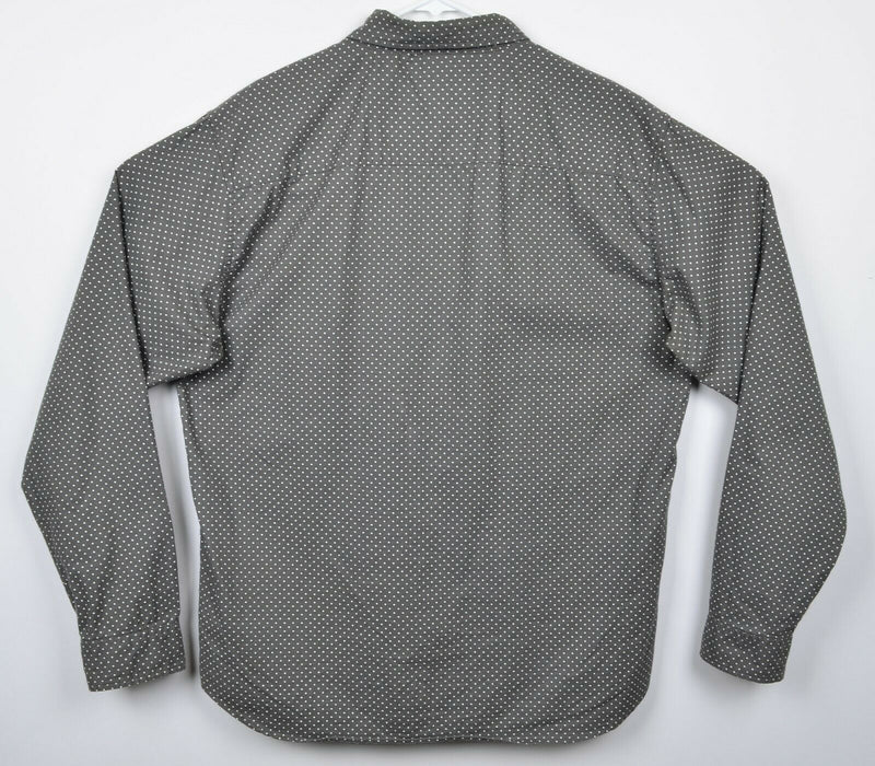 Stussy Men's Sz XL Gray White Polka Dot Long Sleeve Button-Front Shirt