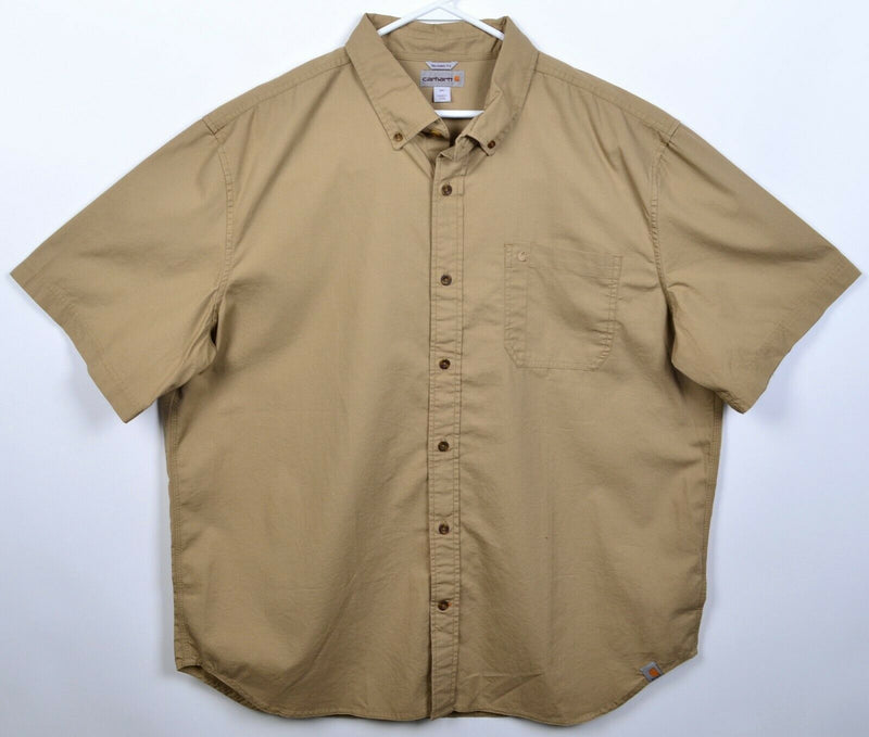 Carhartt Men's 2XL Relaxed Fit Solid Brown Essential Button-Down Work Shirt