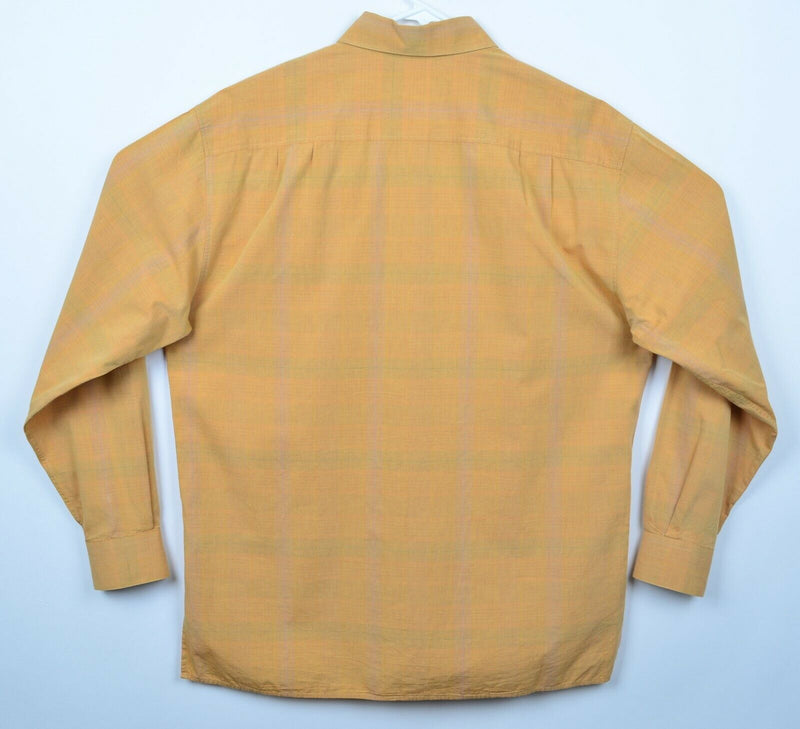 Ermenegildo Zegna Men's Sz Large Orange Plaid Made in Italy Button-Down Shirt