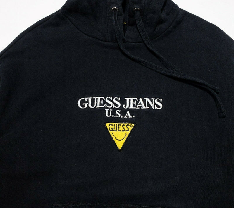 Guess x Chinatown Market Hoodie Smiley Face Black Pullover Men's Medium