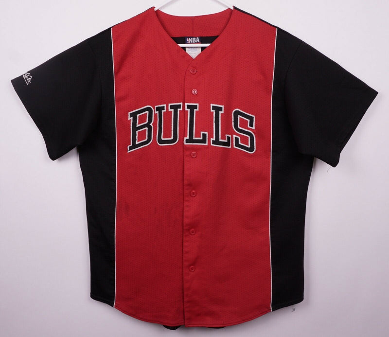 Vtg 90s Chicago Bulls Men's Sz XL Red Black NBA Embroidered Baseball Jersey