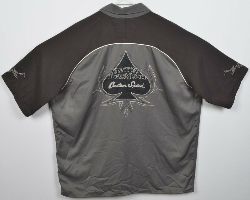 Harley-Davidson Men's XL Gray Custom Speed Spades Garage Mechanic Biker Shirt