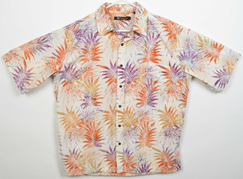 Pete Huntington Men's Medium Floral Orange Purple Handcrafted Hawaiian Shirt