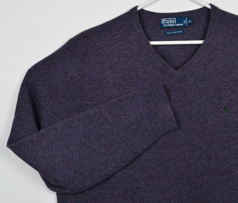 Polo Ralph Lauren Men's XL 100% Lambswool V-Neck Purple Pullover Sweater