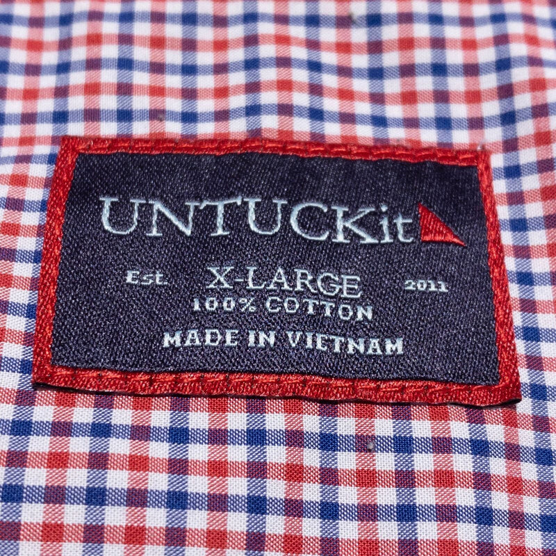 UNTUCKit Shirt Men's XL Red Blue Check Long Sleeve Button-Front Casual