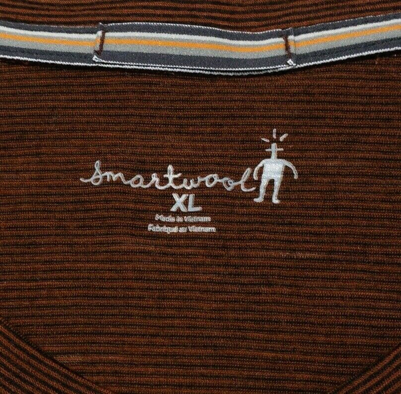 Smartwool NTS Micro 150 Base Layer Crew LS Pattern Orange Striped Men's XL