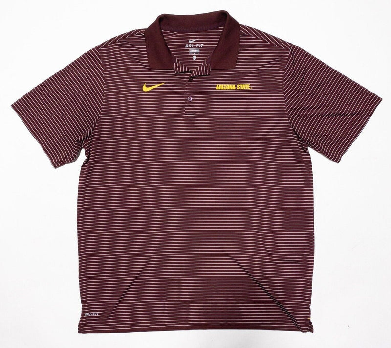 Arizona State Sun Devils Nike Polo XL Men's Shirt Dri-Fit Wicking Maroon Striped