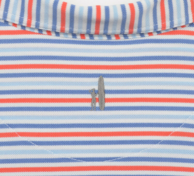 Johnnie-O Men's XL Blue Red Striped Wicking Prep-Formance Golf Polo Shirt