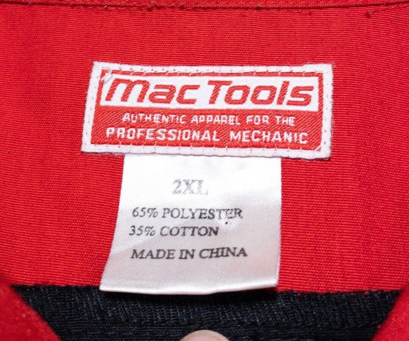 Mac Tools Shirt 2XL Men's Mechanic Button-Front Black Red Embroidered