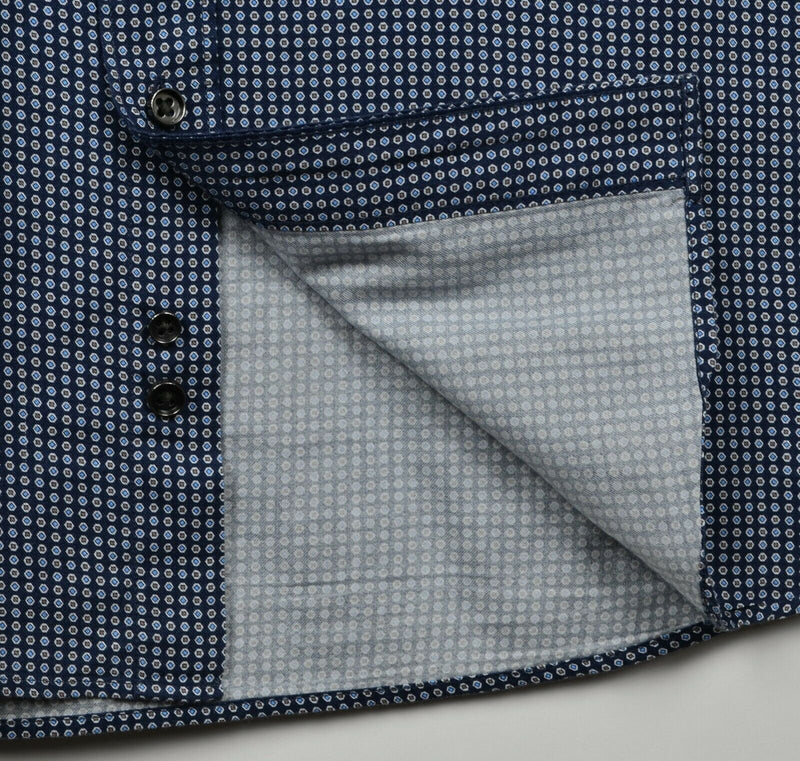 Rodd & Gunn Men's Sz XL Sports Fit Navy Blue Geometric Long Sleeve Shirt
