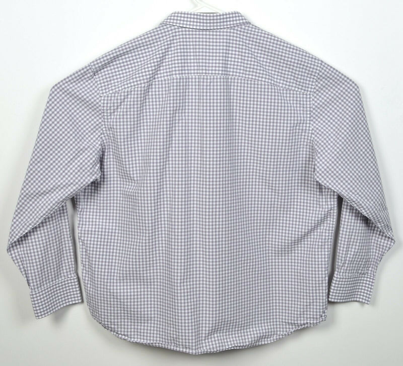 UNTUCKit Men's 3XL Gray White Gingham Check Long Sleeve Button-Front Shirt