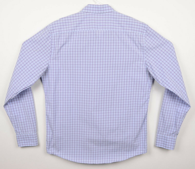 UNTUCKit Men's Large Slim Fit Blue Purple Plaid Long Sleeve Button-Front Shirt