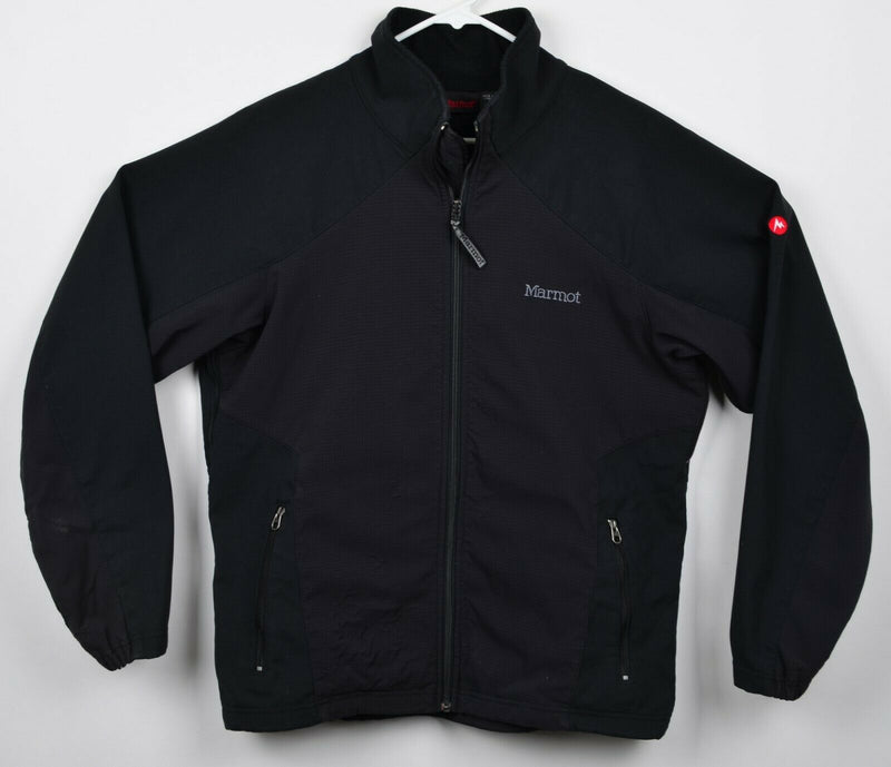 Marmot Men's Sz Large Windstopper Black Fleece Soft Shell Full Zip Jacket DAMAGE