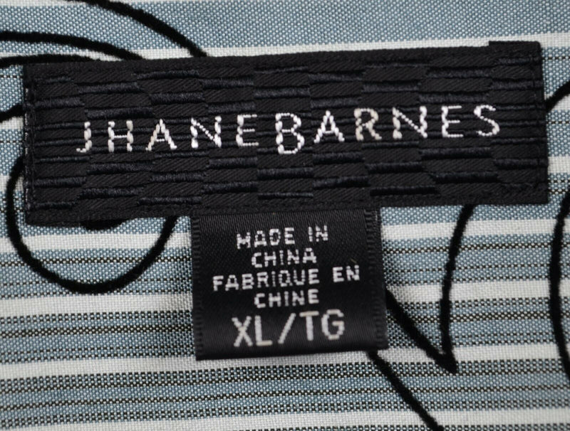 Jhane Barnes Men's Sz XL Silk Rayon Paisley Striped Long Sleeve Club Shirt