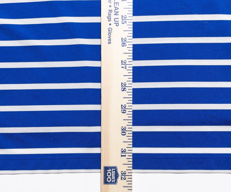 RLX Ralph Lauren Golf Large Men's Polo Shirt Royal Blue Striped Logo Performance