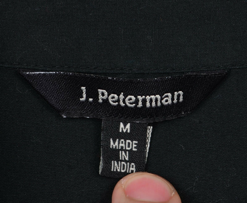J. Peterman Men's Medium Guayabera Cuban Pockets Solid Black Ruffle Shirt