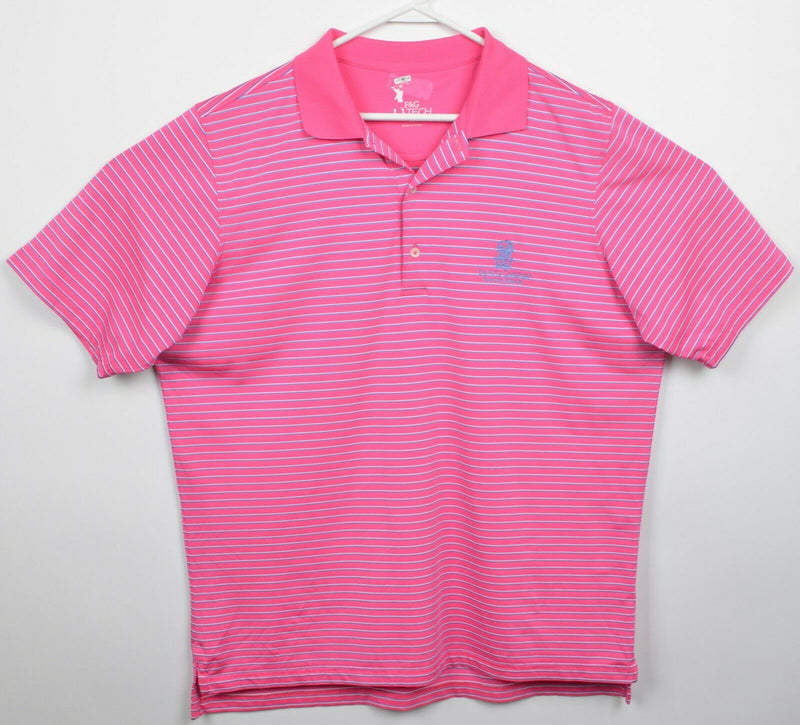 Ritz-Carlton Rancho Mirage Men's XL F&G Tech Pink Striped Golf Polo Shirt