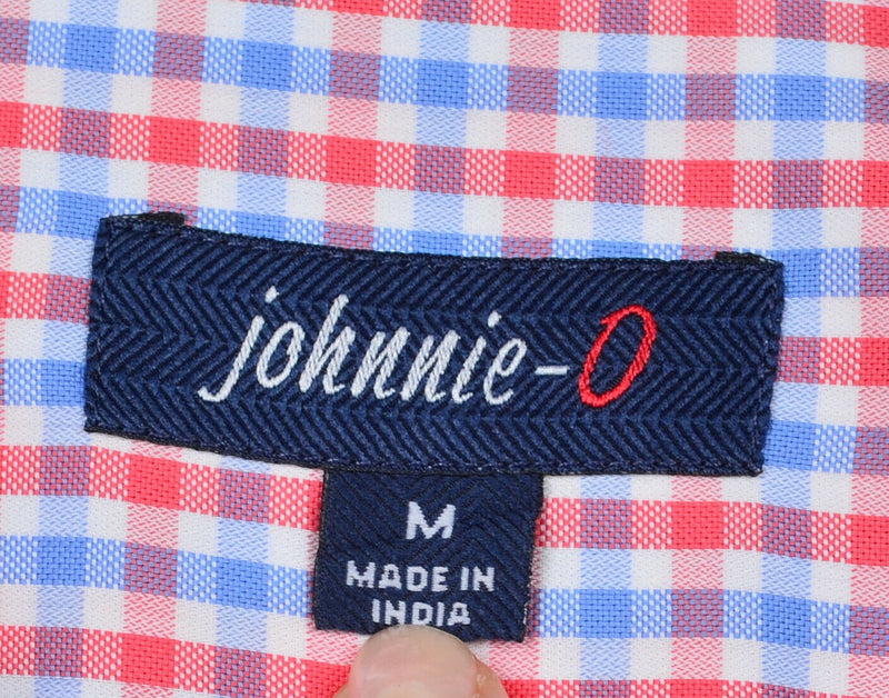 Johnnie-O Men's Medium Blue Red Plaid Check Preppy Long Sleeve Button-Down Shirt