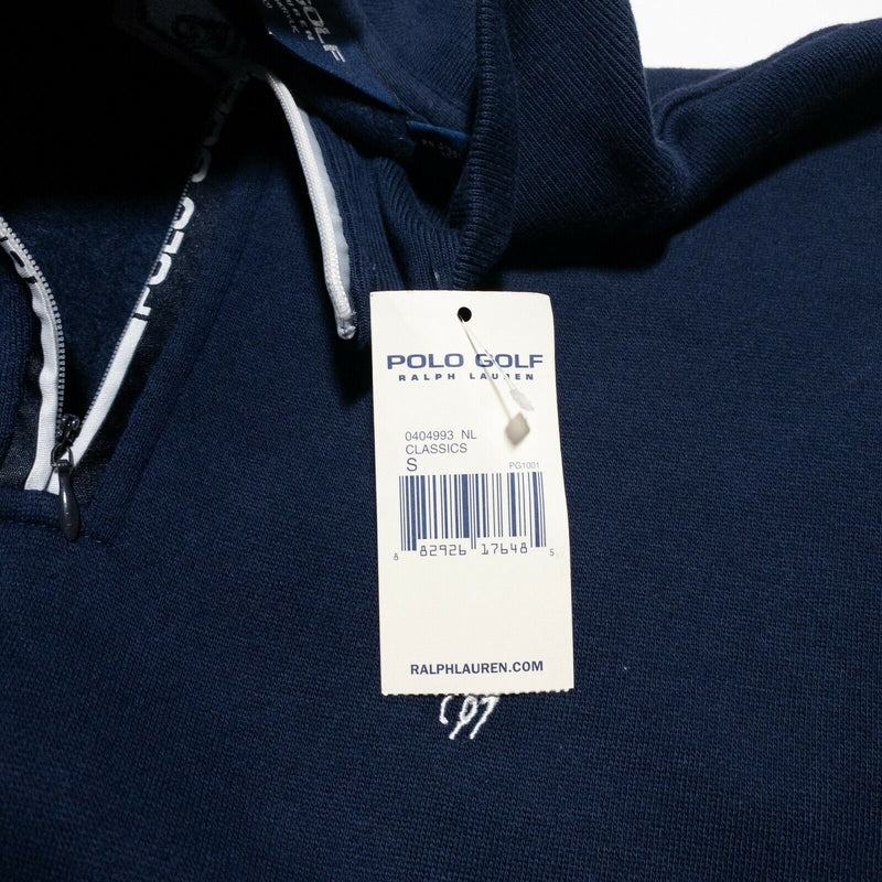 Polo Golf Ralph Lauren Solid Navy Blue 1/4 Zip Cotton Blend Sweater Men's Small