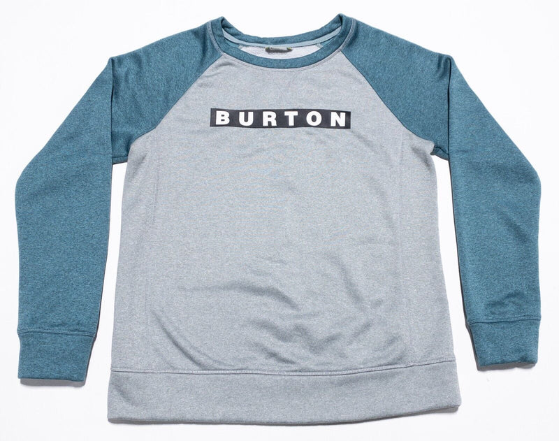 Burton Sweatshirt Men's Medium Pullover Crewneck Teal Gray Snowboard Outdoor