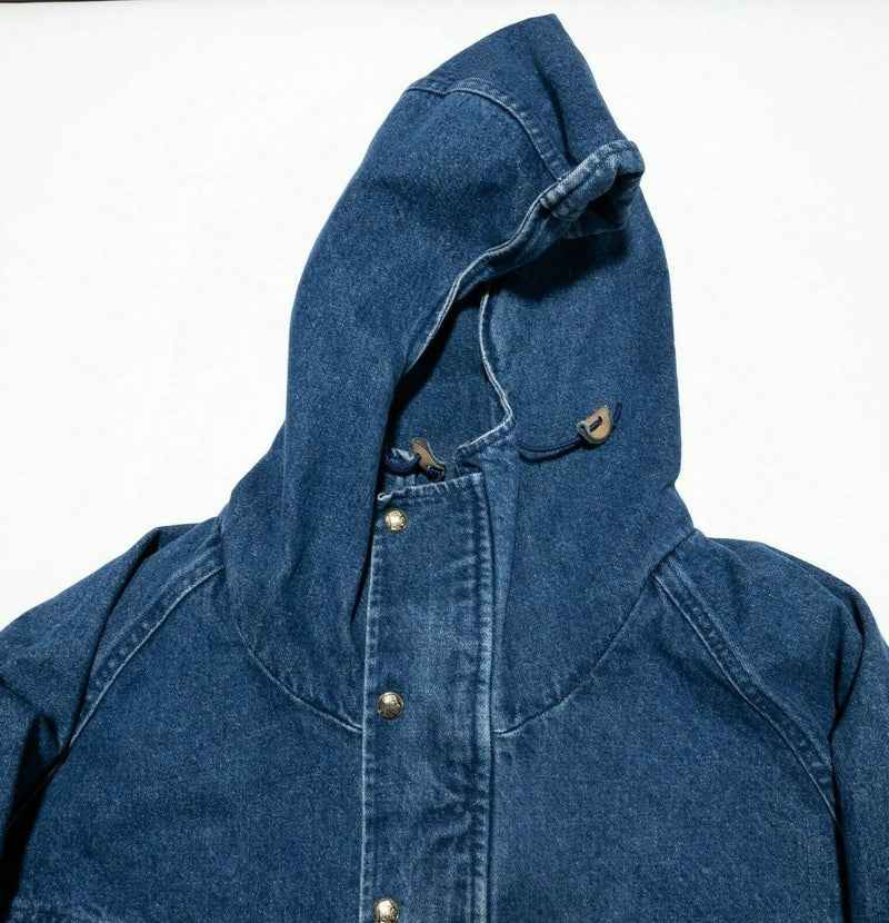 Woolrich Denim Wool Blanket Lined Vintage Hooded Chore Jacket Men's Large
