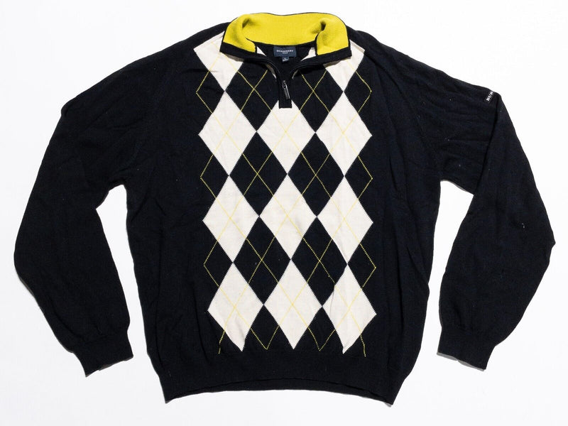 Burberry Golf Sweater Men's Large Merino Wool 1/4 Zip Pullover Argyle Diamond