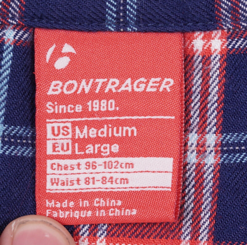 Bontrager Trek Men's Medium Flambeau Flannel Red Blue Plaid Cycling Casual Shirt