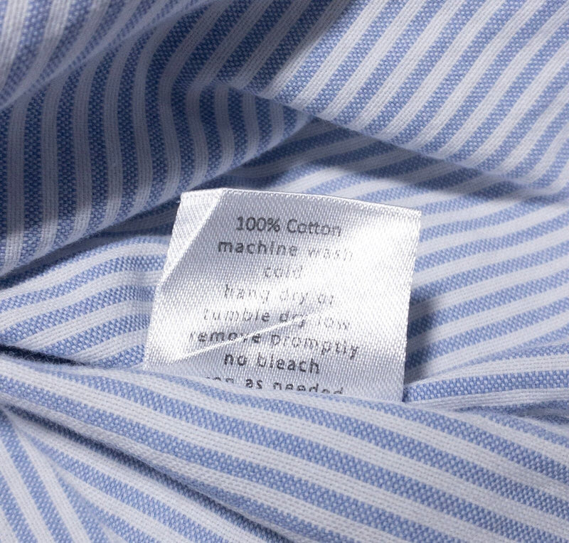 Teddy Stratford Shirt Men's 3 Blue White Striped Long Sleeve Zip Front Button