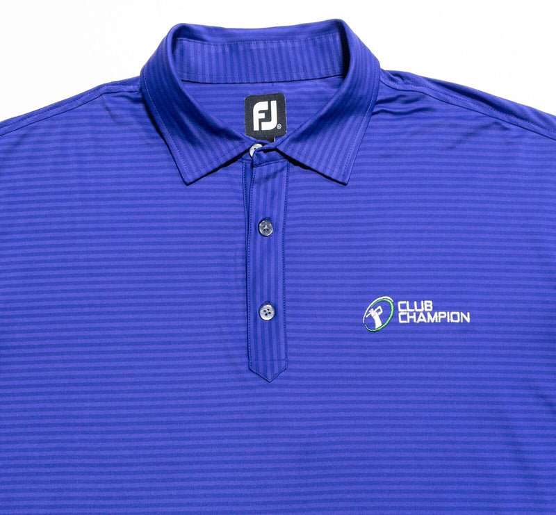 FootJoy Golf Shirt Men's XL Blue Violet Striped Wicking Performance Polo