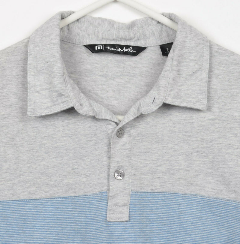 Travis Mathew Men's Sz Small Gray Blue Two Tone Cotton Modal Golf Polo Shirt