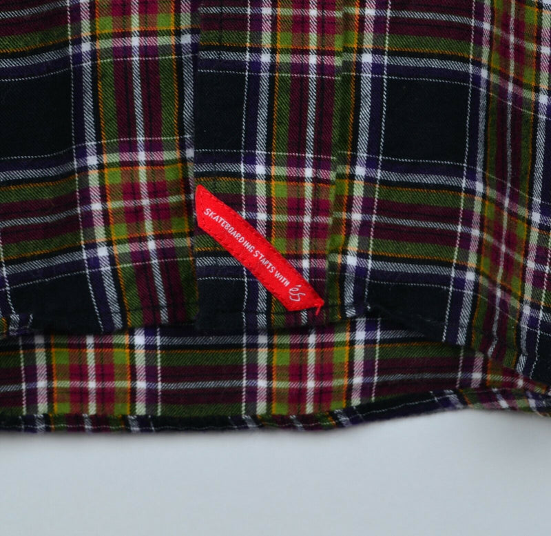 ES Bobby Worrest Men's Sz Medium Plaid Flip Cuff Skate Uptown Woven Shirt