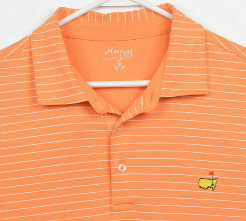 Masters Tech Men's XL Orange Striped Augusta National Wicking Golf Polo Shirt
