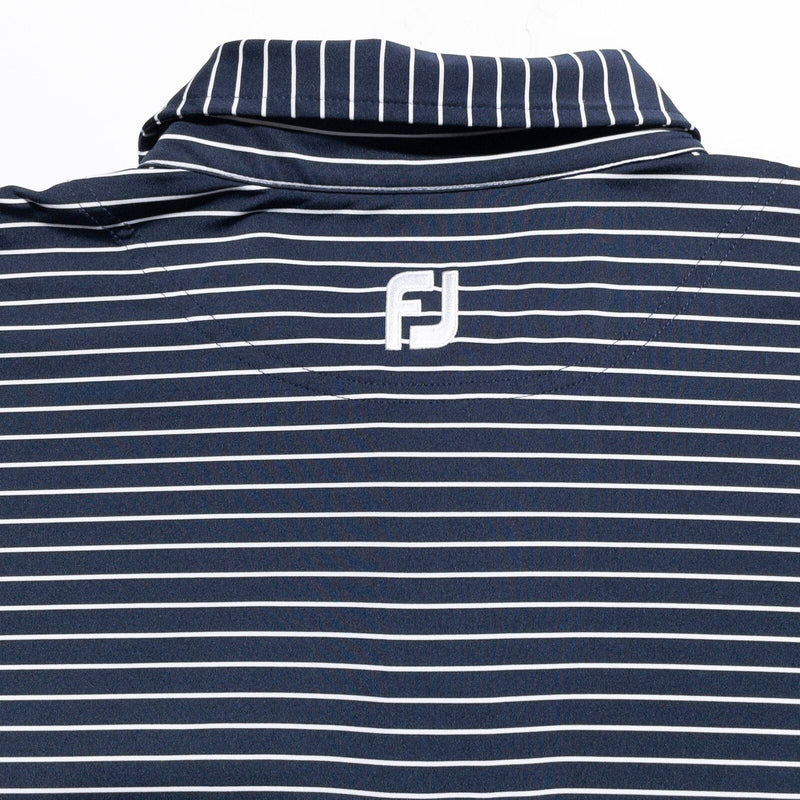 FootJoy Golf Polo Shirt Men's XL Athletic Fit Wicking Stretch Navy Blue Striped