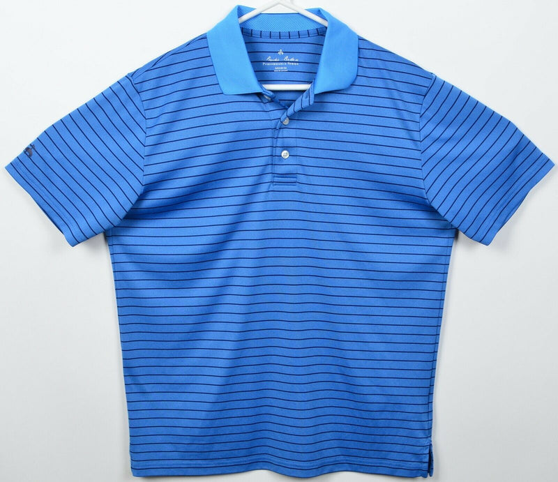 Brooks Brothers Performance Series Men's Medium Blue Striped Wicking Polo Shirt