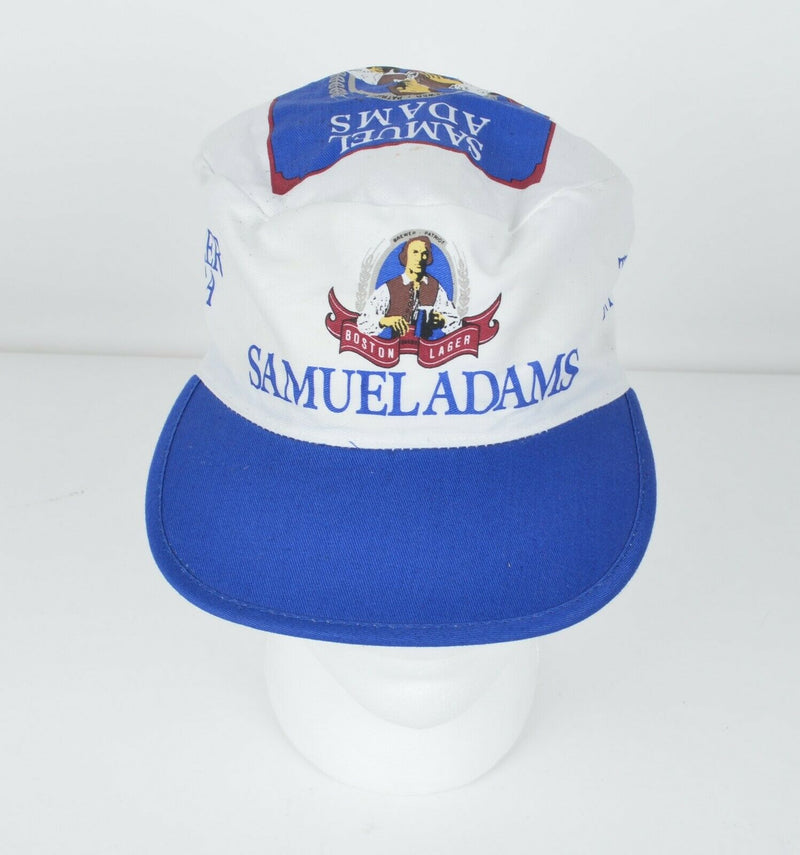 Vtg Samuel Adams Men's Boston Lager White Blue Beer Adjustable Painters Hat