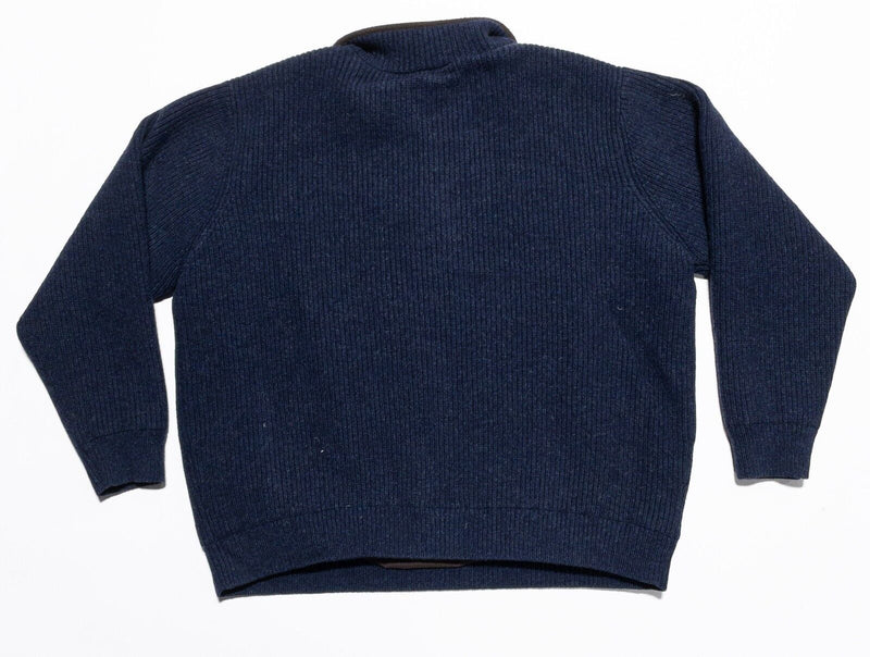 L.L. Bean Waterfowl Sweater Men's XL Windproof Lined 1/4 Zip Pullover Blue Knit