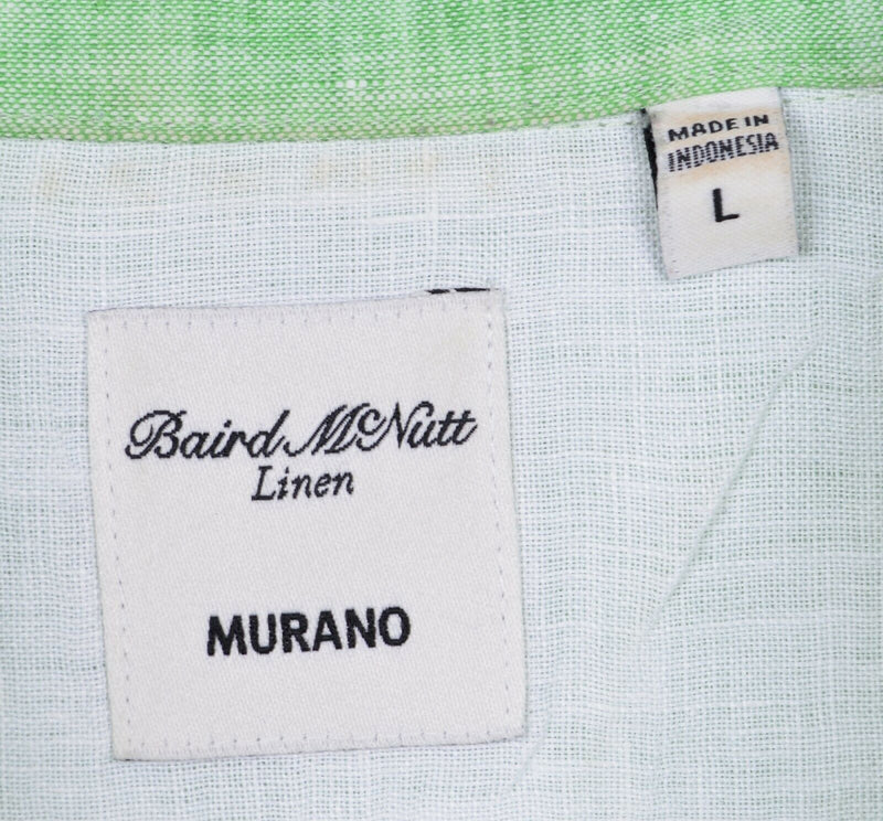 Baird McNutt Men's Sz Large Murano 100% Linen Green Short Sleeve Shirt