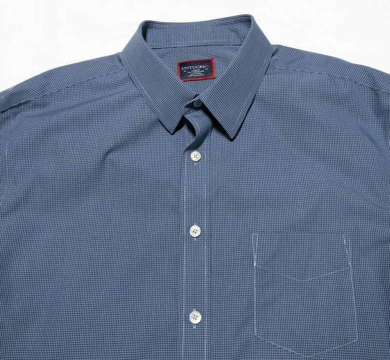 UNTUCKit Wrinkle Free Cruz Shirt Blue Micro-Check Men's LT (Large Tall)